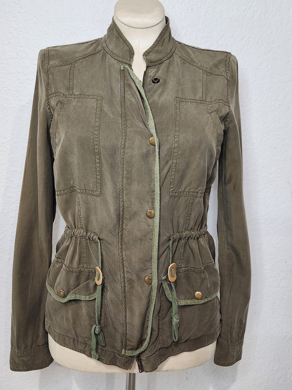ILLA ILLA Olive Utility Jacket with Drawcord Waist
